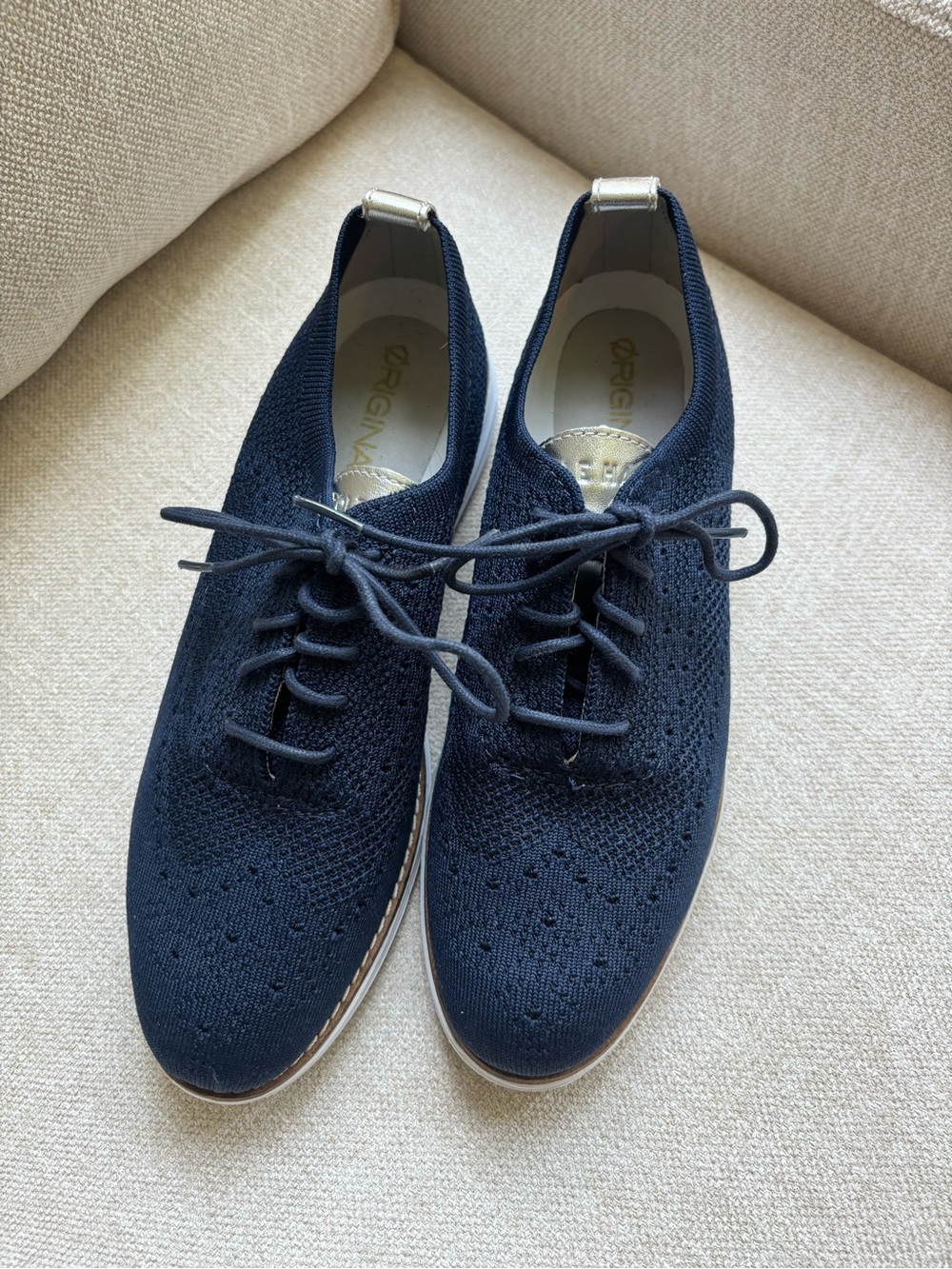 Cole Haan Women's Navy Knit Oxford Lace-Ups